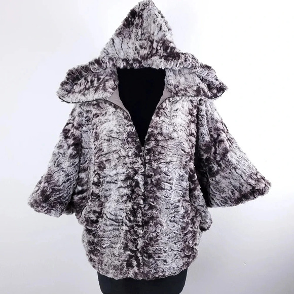 DOLCE VITA FAUX FUR CHINCHILLA ZIP HOODED JACKET  XS - Picture 1 of 14
